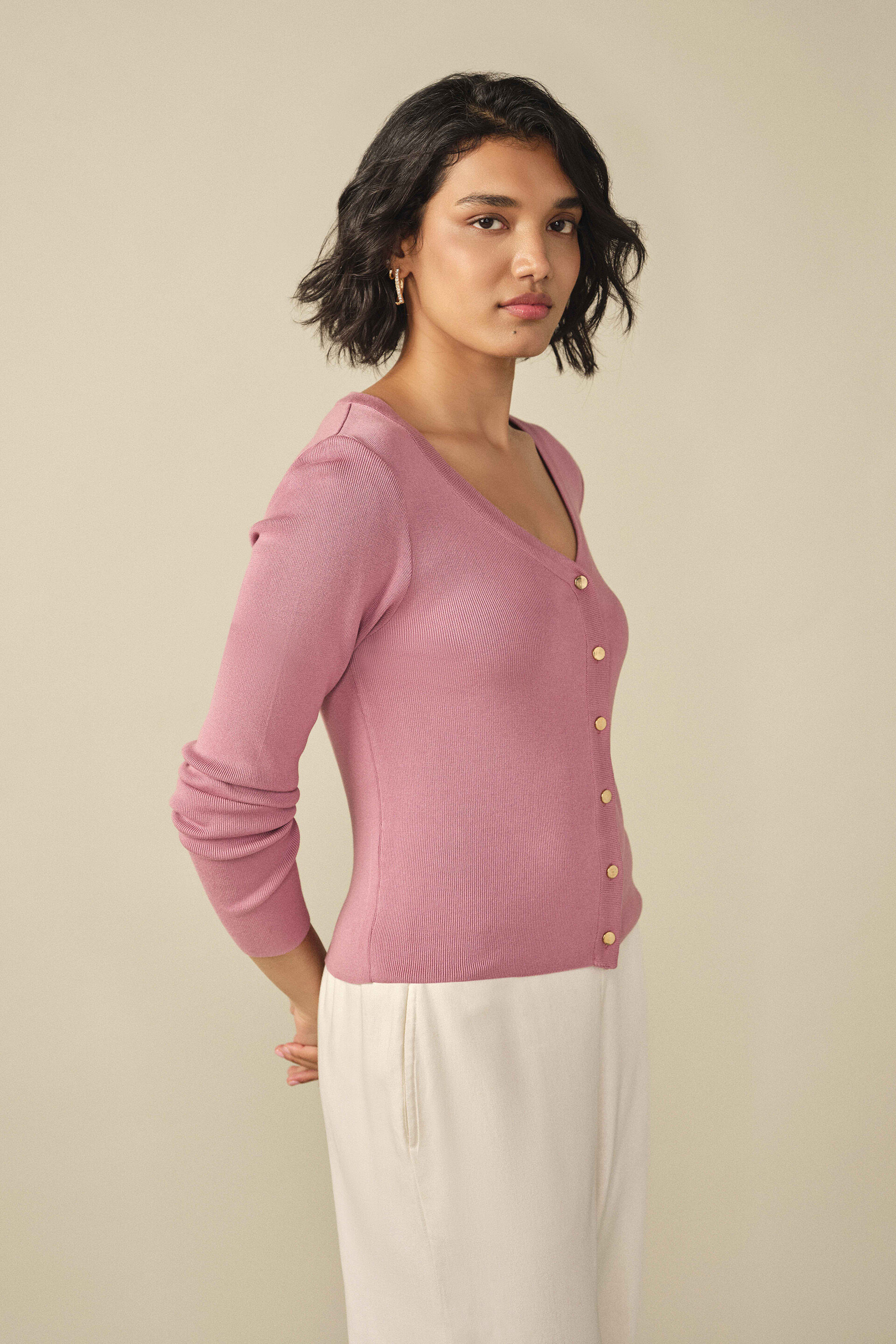 Solid Cardigan in Pink, Pink, image 5